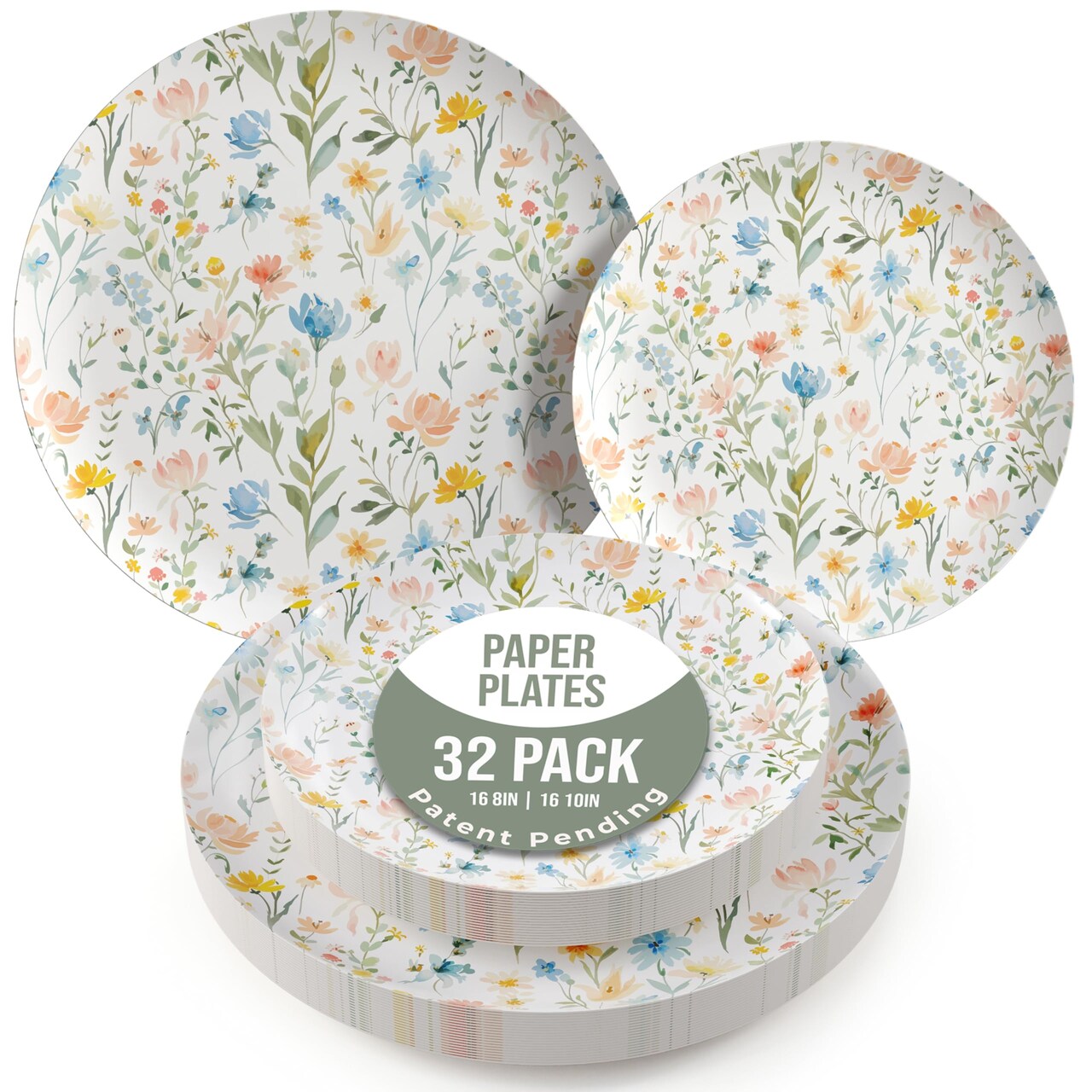 Earthtrends Heavy Duty Paper Plates for parties – Includes 8-Inch Paper Dessert Plates and 10-Inch Paper Dinner Plates – Disposable Floral Paper Plates for Parties, Weddings, Events, BBQs, Birthdays, Catering, Holidays – Elegant Tableware Set